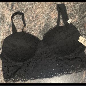 Victoria’s Secret Pink push up padded lace underwire bralette bra Medium black